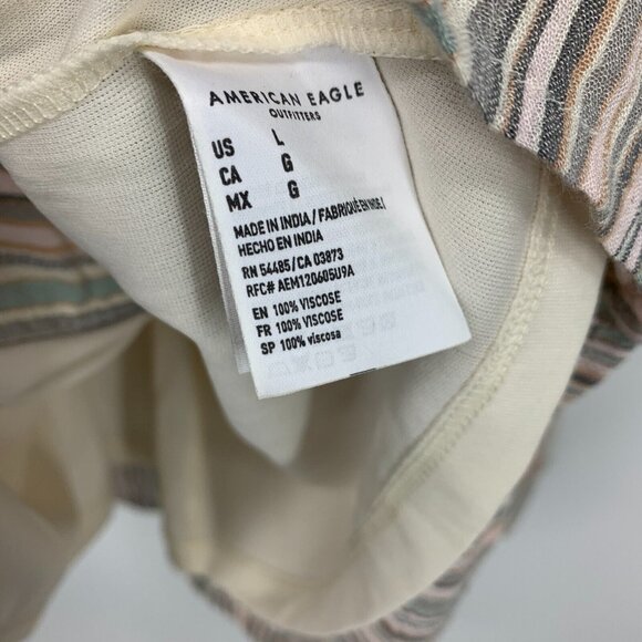 American Eagle Dress Stripe V Neck Wrap Button Down Tie Waist - Picture 8 of 11